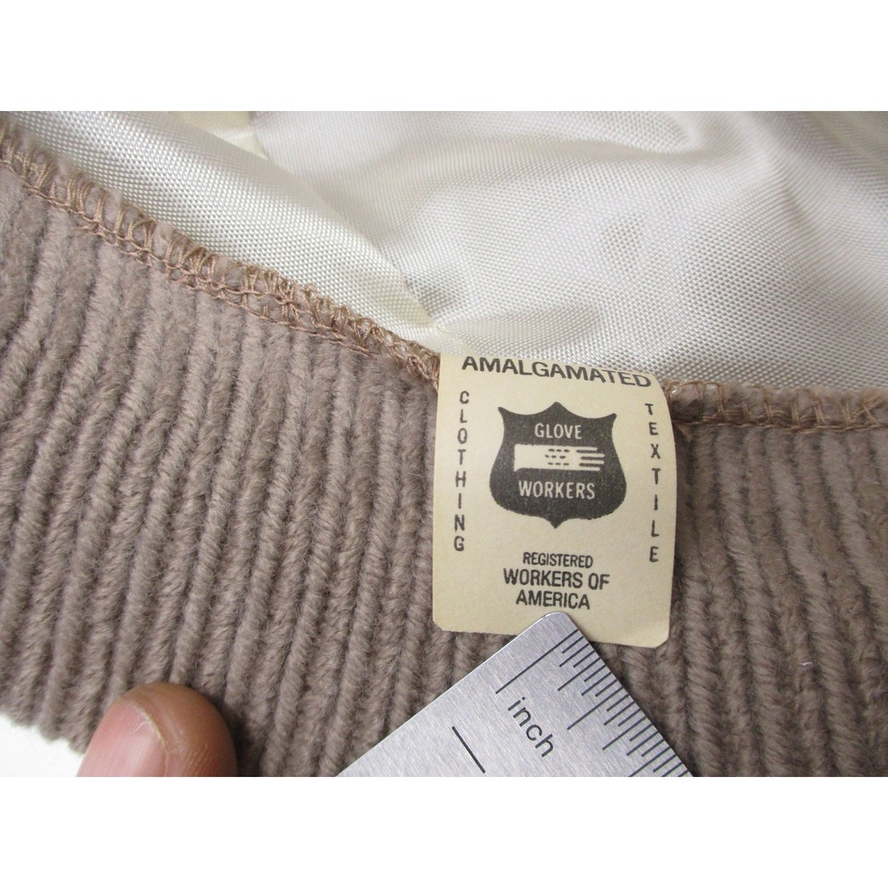 Vintage Union Made Tan Knit Cloche Hat Women Taupe Ribbed Brim Lined USA WPL 219 - Picture 7 of 10